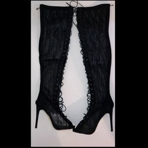 Thigh length lace boot